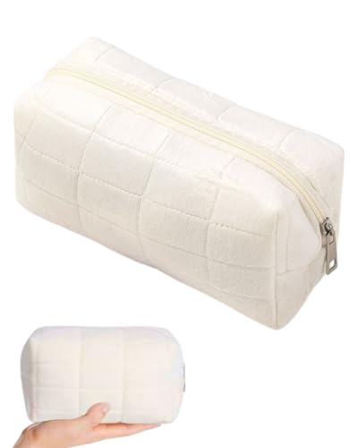 TPZORJX Caso di Trucco Trucco Organizzatore Cosmetico Borse da Toilette da Viaggio Sacchetto Per La Cura Della Pelle Piccola Borsa Soffice Collezione Viaggio Trucco Bellezza Donne Ragazze - Bianco