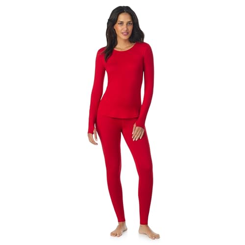 Image of Cuddl Duds Lightweight 2 Piece Active Base Layer Matching Sets for Women | Everyday Activewear, Long Sleeve Top & Leggings, Gym Workout & Fitness Clothes, Breathable Moisture Wicking Travel Lounge Set