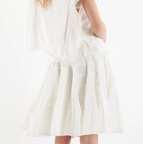 Womens Knee Length Skirts Boho Y2k Going Out Streetwear Lace Teen Girls Flowy Pleated A Line Short Layered Skirt3