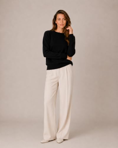 Image of State Cashmere Women's Essential Crewneck Sweater 100% Pure Cashmere Classic Long Sleeve Pullover
