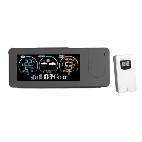 BEBUSINGOTO Sveglia Con Proiettore, Radiosveglia Con Temperatura, Umidità, Schermo LED A