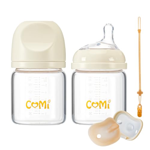 COMI Natural Glass Baby Bottles for Breastfeeding Babies