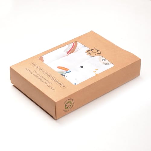Image of Muslin Swaddle Blankets for Baby Boys - 3 Pack 100% Cotton Muslin Blanket Set - Soft Swaddle Blankets for Newborns - 31.5 inchx31.5 inch for Boys