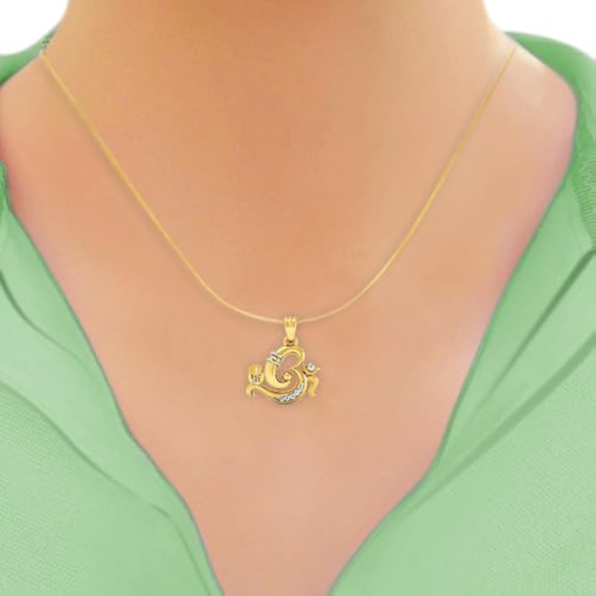 925 Sterling Silver Gold Plated Omkareshwar Pendant Necklace