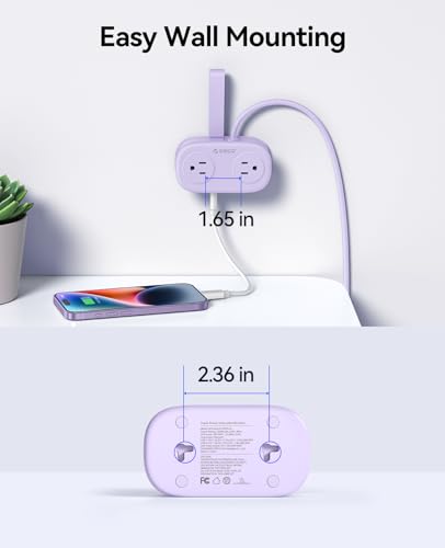 ORICO Purple Travel Power Strip with 4 AC Outlets 3 USB Ports (1 USB-C) - image 8