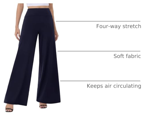 Image of ZOOSIXX Wide Leg Palazzo Pants for Women - High Waist Casual Beach Lounge Pants Loose Flowy Pants Stretchy Trousers
