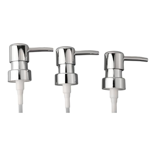 NiuLumea Lot de 3 têtes de pompe à lotion ABS avec filetage 28/400, pompe de 9 cm et distributeur de shampooing, bain et démaquillant (argent/doré/or rose/noir mat)