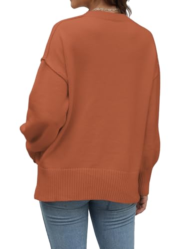 Womens Sweaters Crewneck Long Sleeve Pullover Tops Loose Fit Soft Knit Ribbed Hem Side Slit Casual Fall Winter Outfits4