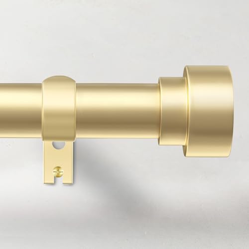 Curtain Rods for Windows 66 to 120, 1 Inch Adjustable Gold Curtain Rod, Heavy Duty Long Window Curtain Rod, Outdoor Curtain Rods for Patio, Modern Drapery Rods with Simple End Caps, Size 32"-120"
