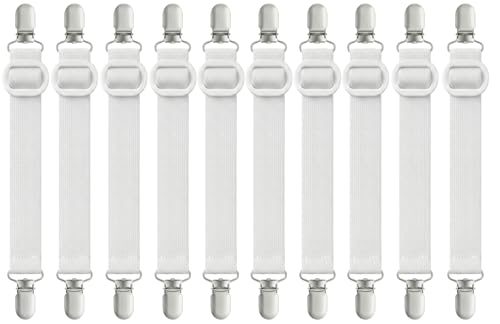 Tideno 10 Stück Spanner für Bettlaken (35cm -130cm) Elastische Bettlakenspanner Lakenspanner mit Metallclips Matratzenspanner für Bettlaken bettlakenspanner verstellbar Matratze Sofa Bügelbrett