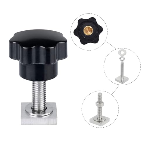 T Nut Adapter, Nutensteine Dachträger, T Nut Nutensteine, mit Sterngriffmutter und Unterlegscheiben, zur Befestigung von Fahrrädern, Dachboxen, Dachkörben, Skiausrüstung, 4 Stück，M6