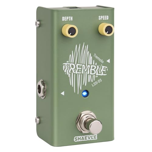 SHAEVLE Pedal de efecto trémolo para guitarra: circuito totalmente analógico, bypass real, control de profundidad con compensación de volumen, pedal compacto TREMBLE (Tremolo)
