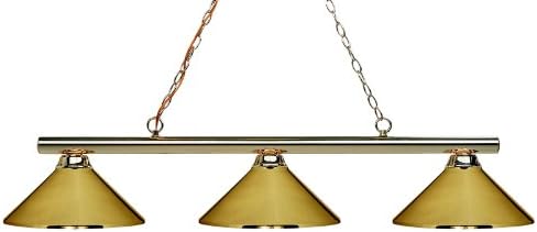 Z-Lite 155-3PB-MPB Sharp Shooter Three Light Billiard, Metal Frame, Polished Brass Finish and Metal Polished Brass Shade of Metal Material
