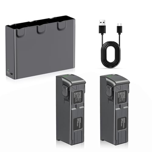 Ypallith Avata 2 Batterie de vol Intelligente 2 pièces 14,76V 2150mAh(23 Minutes d'autonomie maximale) et Chargeur de Batterie Avata 2 à Deux Voies et Trois canaux Compatible avec DJI Avata 2