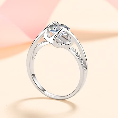 Bague cœur orné de moissanite 1ct le cadeau idéal en argent 925