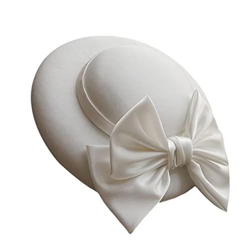 Gogogmee Fascinator classique de mariée mignon pour chapeau de mariage - fête bowler vintage Halloween Derby avec jolie robe blanche nœud papillon chapeau...
