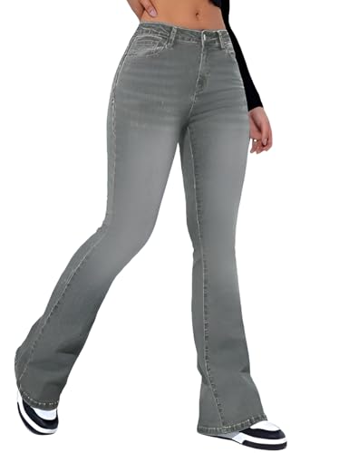 Image of Ben Martin Women's High Waist Jeans || Flared Bell Bottom Bootcut Pants || Wide Leg Stretch Denim - Perfect for Travel, Party & Everyday Use - Sizes 26-40 (1)