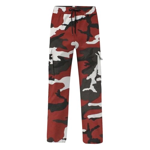 Cargo Pants for Men Big and Tall Multi Pockets Camouflage Sweatpants Lightweight Camo Elastic Waist Straight Trousers4