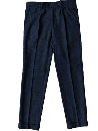 Men's Dress Pants Retro Tweed Herringbone Trousers Slim Fit Formal Casual Suit Pants3