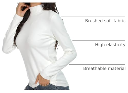 Image of Women's Cotton Mock Turtleneck Long Sleeve Basic Thermal Top