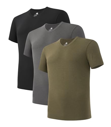 DAVID ARCHY Men's Bamboo Rayon Moisture-Wicking V-Neck Undershirt 3 or 5 Pack