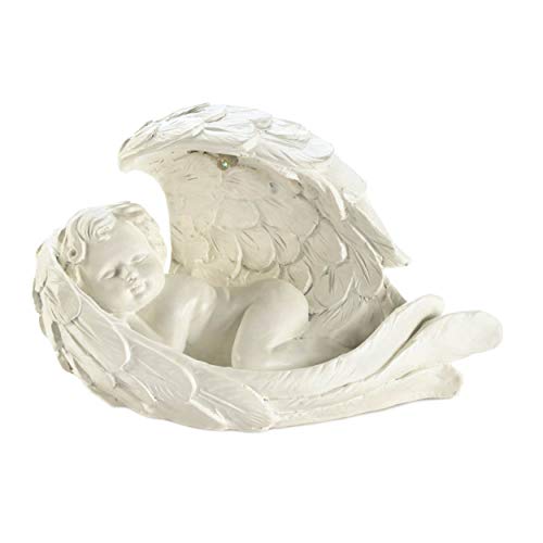 Accent Plus 57074111 Peaceful Cherub Figurine with Solar Light, White