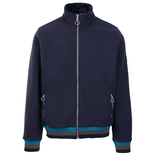 Trespass Mens Fleece AT300 Elford - Full Zip Fleece Jacket, Microfleece with Sherpa Backing, Soft Outerwear, Jumper For Casual Leisure Travel with Pockets Navy