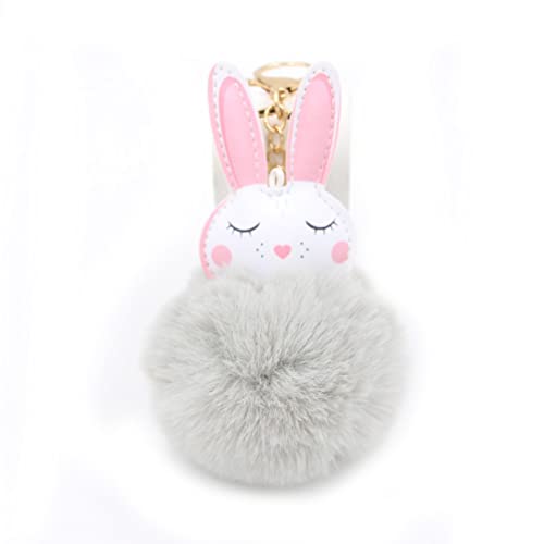 ibeafilly Niedlicher Hase Pom Pom Schlüsselanhänger, Bommel Schlüsselbund Anhänger Taschenanhänger Süß Plüsch Ball Schlüsselringe Mädchen Rucksack Charms Kofferanhänger Dekoration Zubehör Cover
