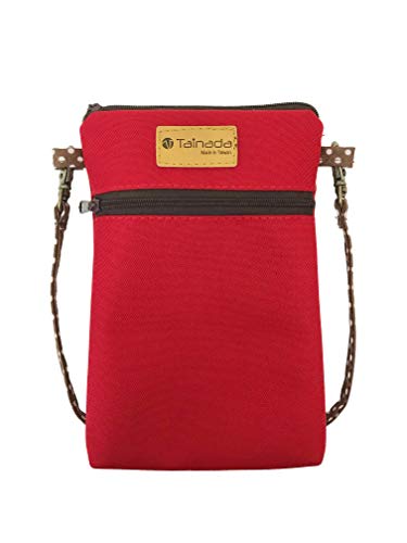 Image of Taianda Dual Zipper Women Cell Phone Crossbody Pouch Bag (Red)