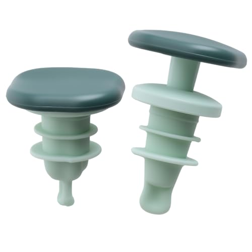2Pcs Wine Stopper - Green Silicone Spillproof Bottle Stoppers, Tool Stoppers for Bottles, Reusable Bottle Keeps Fresh, Topper Cap Plug for Beer Wine Champagne Alcohol Sparkling