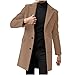FOCLMP Pea Coats Men Wool Notched Lapel Single Breasted Long Trench Coat Business Work Fashion Classic Loose Peacoat Jacket mens wool coats and jackets Khaki M