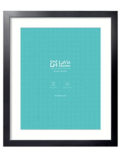 LaVie Home 20x24 Picture Frame Black Poster Frame Display Pictures 16x20 with Mat or 20x24 Without Mat Stable and Sturdy Frame and Polished Plexiglass Horizontal and Vertical Format of The Walls