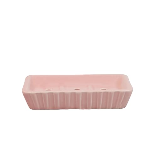 Image of Ceramic Bathroom Accessories Set for Utility and Bathroom Decor | Liquid Soap Dispenser, soap Tray, Toothbrush Holder (Exclusive Bathroom Set) (Pink)