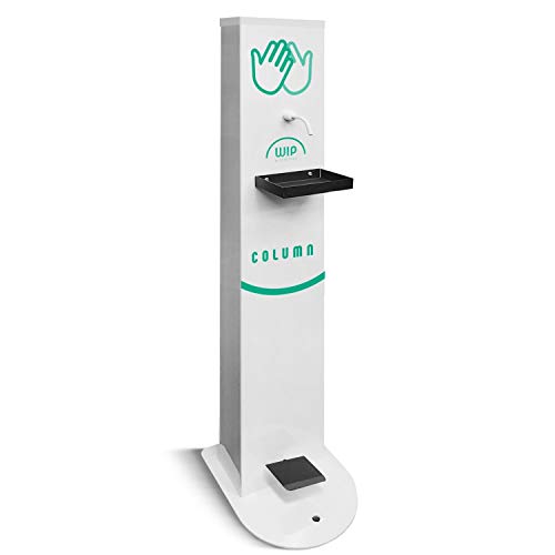 Colonnina Dispenser NO TOUCH a Pedale per Gel Disinfettante Mani INCLUSO 2 Flaconi Gel Igienizzante da 1litro. (Bianco Grande)