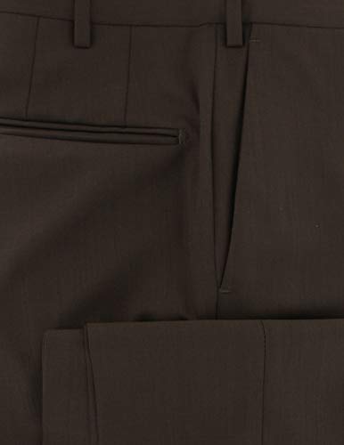 Incotex Dark Brown Solid Wool Pants - Slim2