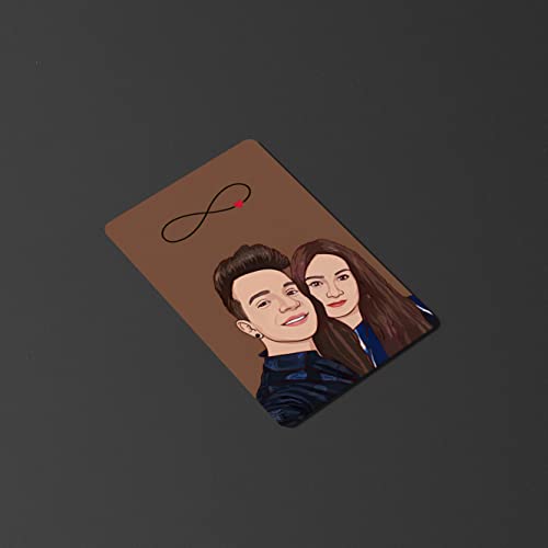 Image of Fairus Customized Wallet Card With Your Photo,Illustration On Front Side,Special Message,Spotify Song Code Backside Best For Special Occasion Gift For Loved One (Couple Illustration) For Thanksgiving