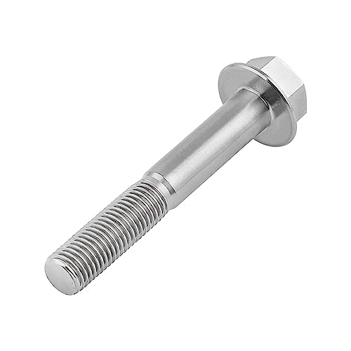 Image of Ti Screws M10 x 20 25 30 35 40 45 50 55 60 65 70 75 80 90 100mm 1.25 Pitch Titanium Flange Hex Bolt Pack of 4 (Silver, M10x65mm)