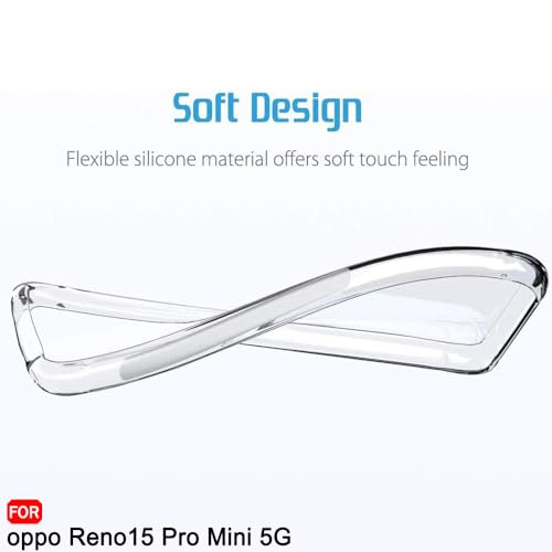 Image of TheGiftKart Back Cover Soft Case for Oppo Reno 15 Pro Mini 5G | Best Camera Protection | Inbuilt Dust Plugs & Anti-Slip Grip | Ultra Clear Slim Back Cover for Reno15 Pro Mini (Silicone, Transparent)