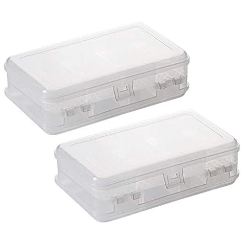 2Pcs Clear Double Layer Plastic Jewelry Box Organizer Storage Container for Earrings, Necklaces, Rings, Bead, Fishing Tackle, Jewelry, Pins, Hair Clips, Screws, Small Items Craft Box Case (10 Grid) Cover