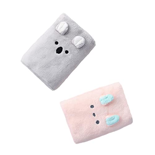 NAMOARLY 3D Bear Rabbit Hair Dry Towel 2pcs Absorbent Quick Dry Hair Wrap Hat Easy to Clean -Friendly (Grey)