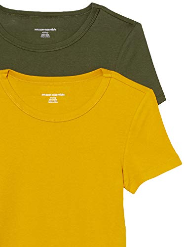 Image of Amazon Essentials Women's Slim-Fit Short-Sleeve Crewneck T-Shirt, Pack of 2