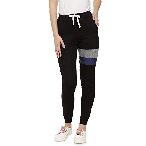 Campus Sutra Solid Women's Black Track Pants in black
