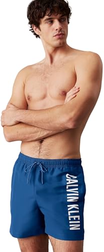 Calvin Klein Short de Bain Homme Medium Drawstring avec Cordon de Serrage, Bleu (Patch of Blue), M