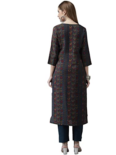 Image of ishin Women's Rayon Burgundy Embellished A-Line Kurta set With Skirt