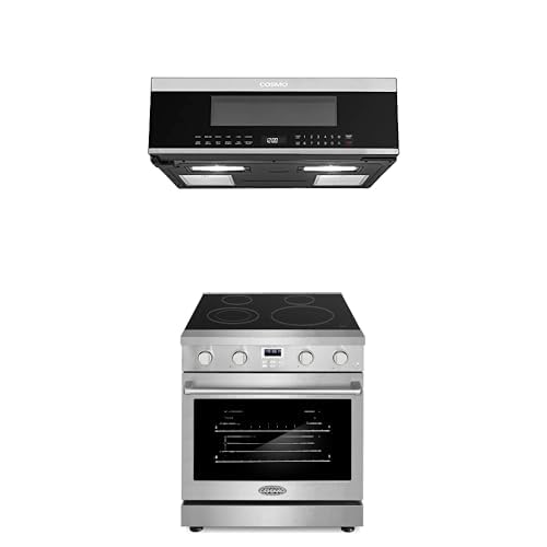 Cosmo 2-Pc Kitchen Appliance Packages 30 Freestanding Electric Range and 30 Slim OTR Microwave