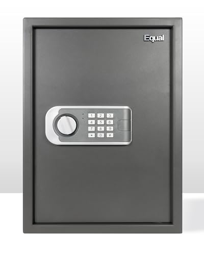 Image of Equal 48L SecureLitePro Safe Locker for Home | Digital PIN Code + Emergency Key | 10-Gauge Steel Door | 3 Year Warranty | 48 Litre - Grey