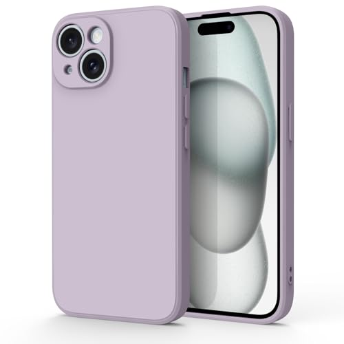 Tobfit Funda para iPhone 15, Ultrafina Suave TPU Silicona Caso Delgada Anti-Choques Antiarañazos Carcasas, Protectora de Cuerpo Completo Case con Forro de Microfibra para iPhone 15 6,1', Lavanda