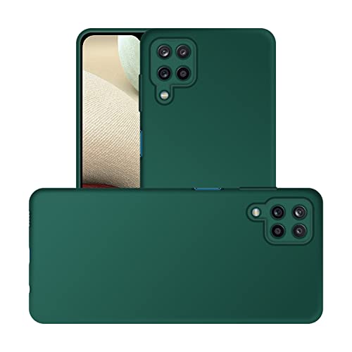 Image of Case Creation Liquid TPU Silicone Cover for Samsung A12 Soft Case,Anti-Dirty Slim Case Frosted Matte Cute Candy TPU Raised Bezel (Splash of Color) Back Case Cover for Samsung Galaxy A12 -Lake Green