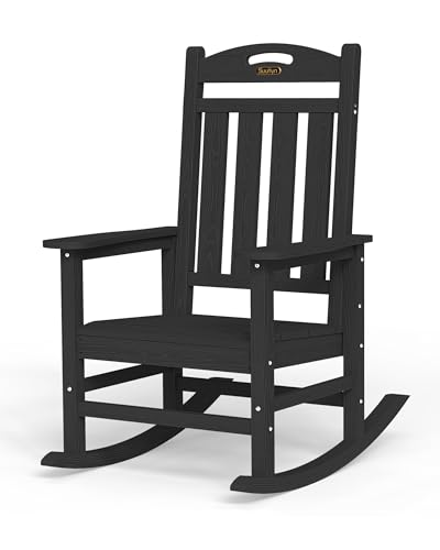 SUUNYN Oversized Outdoor Rocking Chair, High Back Porch Rocker Chair, HDPE All Weather Resistant...