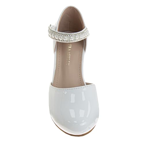 Image of Josmo Girls Low Heel Dress Pumps Crystal Strap Formal Wedding Sandals Flower Girl Shoes for Toddler /Little Kid /Big Kid